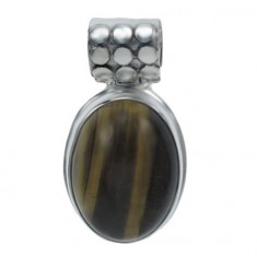 Oval Tiger Eye Pendant, Sterling Silver